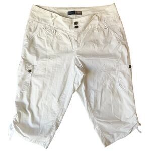 Beau Women Capri Pants size 14W White Mid Rise Multi Pockets